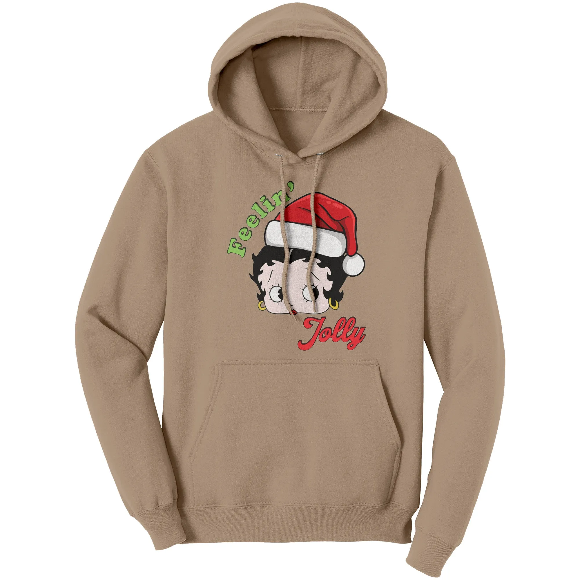 Feeling Jolly Hoodie, Betty Boop Christmas Hoodie, Unique Holiday Gift for Her, Women's Christmas Sweater, Betty Boop Hoodie, Womens Hoodie