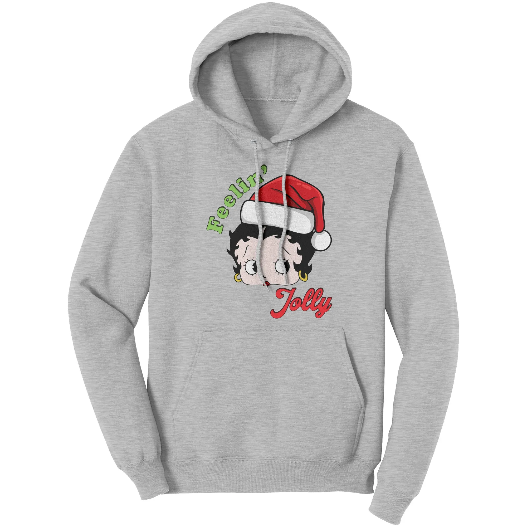 Feeling Jolly Hoodie, Betty Boop Christmas Hoodie, Unique Holiday Gift for Her, Women's Christmas Sweater, Betty Boop Hoodie, Womens Hoodie