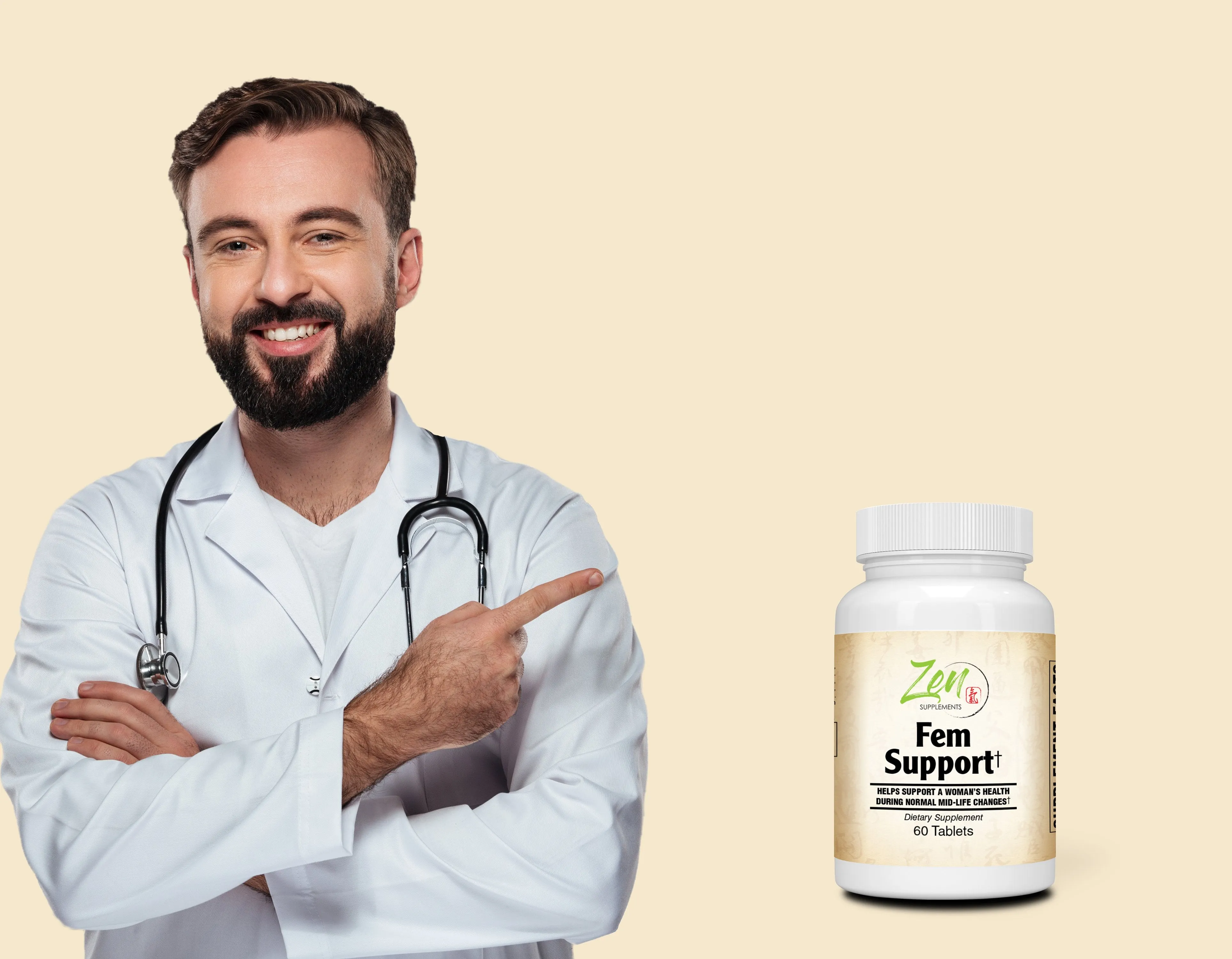 Fem Support with Black Cohosh, Soy Isoflavones, Red Clover Extract 60-Tabs