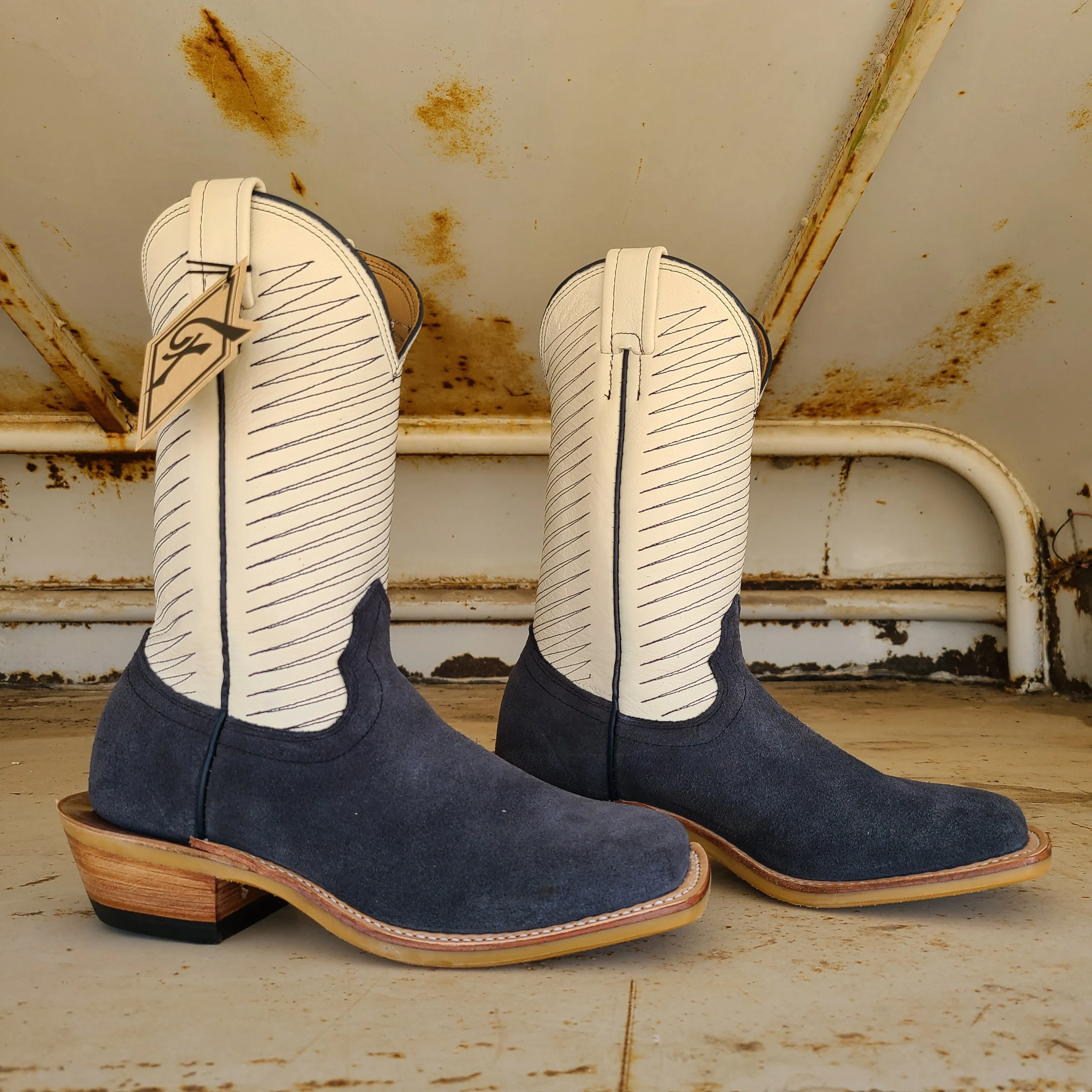 Fenoglio Boot Navy Roughout w/Cream - Customized