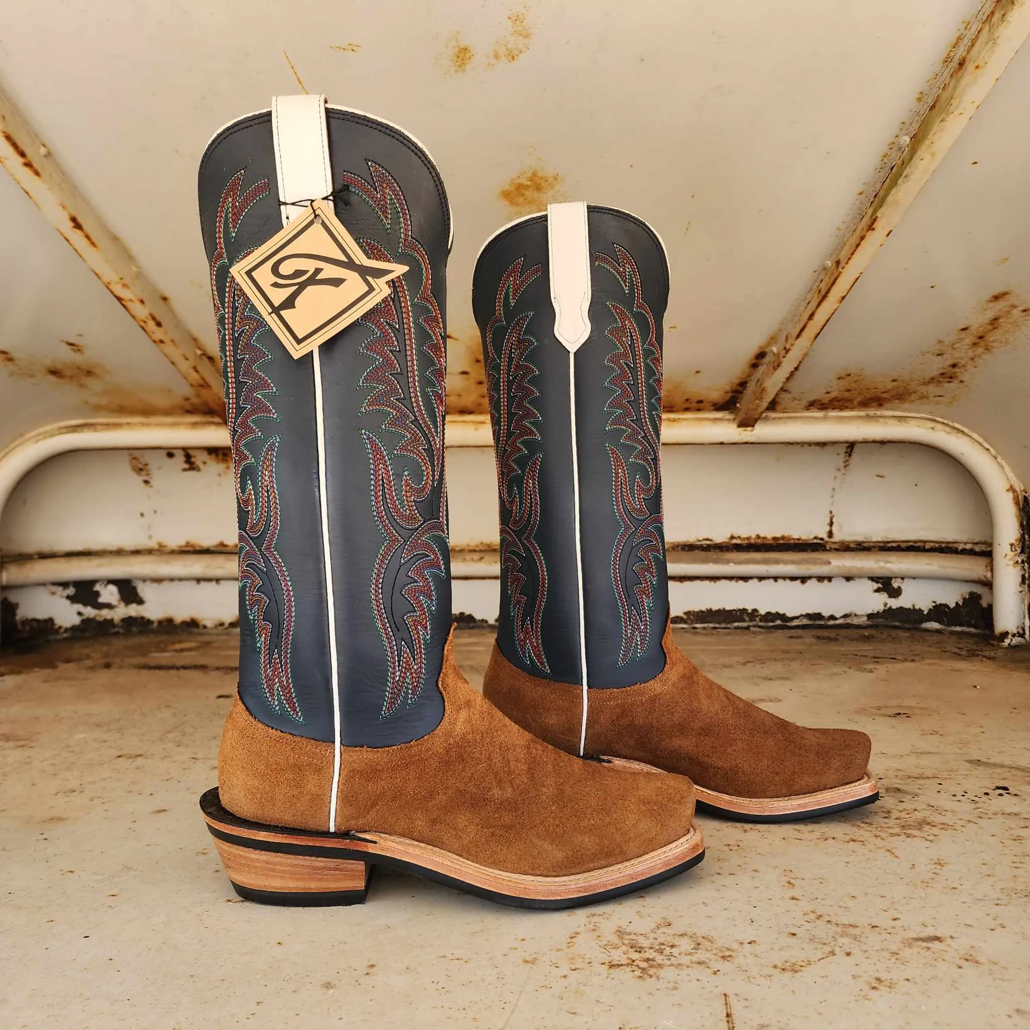 Fenoglio Picosa Creek Exclusive Choc Fuji Roughout w/Navy Firm- The Maverick Boot - FB00101725