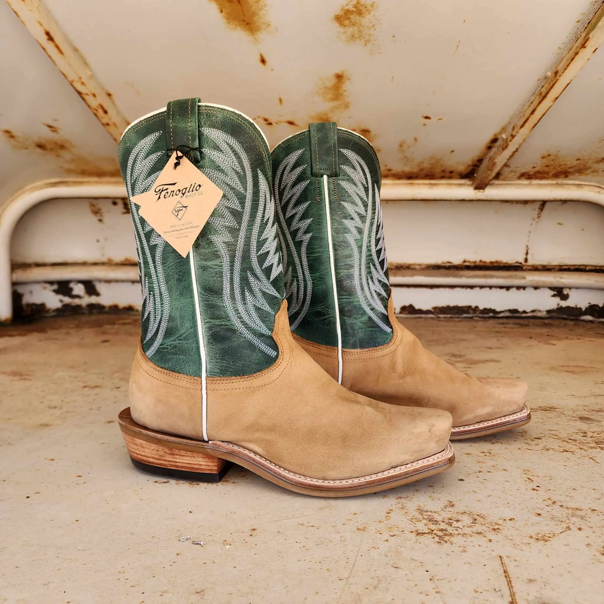 Fenoglio Picosa Creek Exclusive Havana Nubuck w/ Green Mezkite - The Alpine Green Boot - FB00101623
