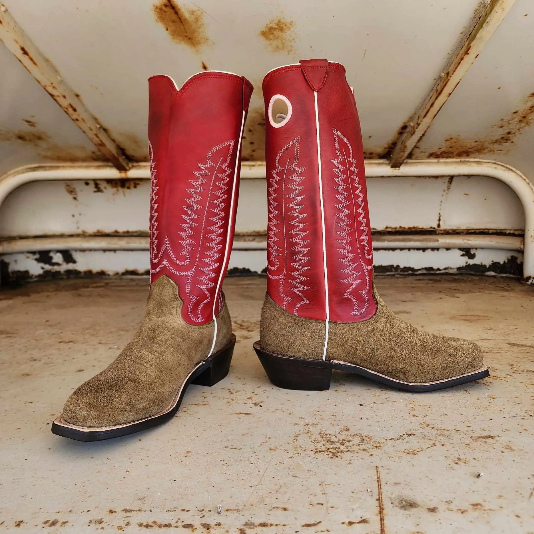 Fenoglio Picosa Creek Exclusive Olive Roughout w/ Red - The Nolan Boot - FB00101479