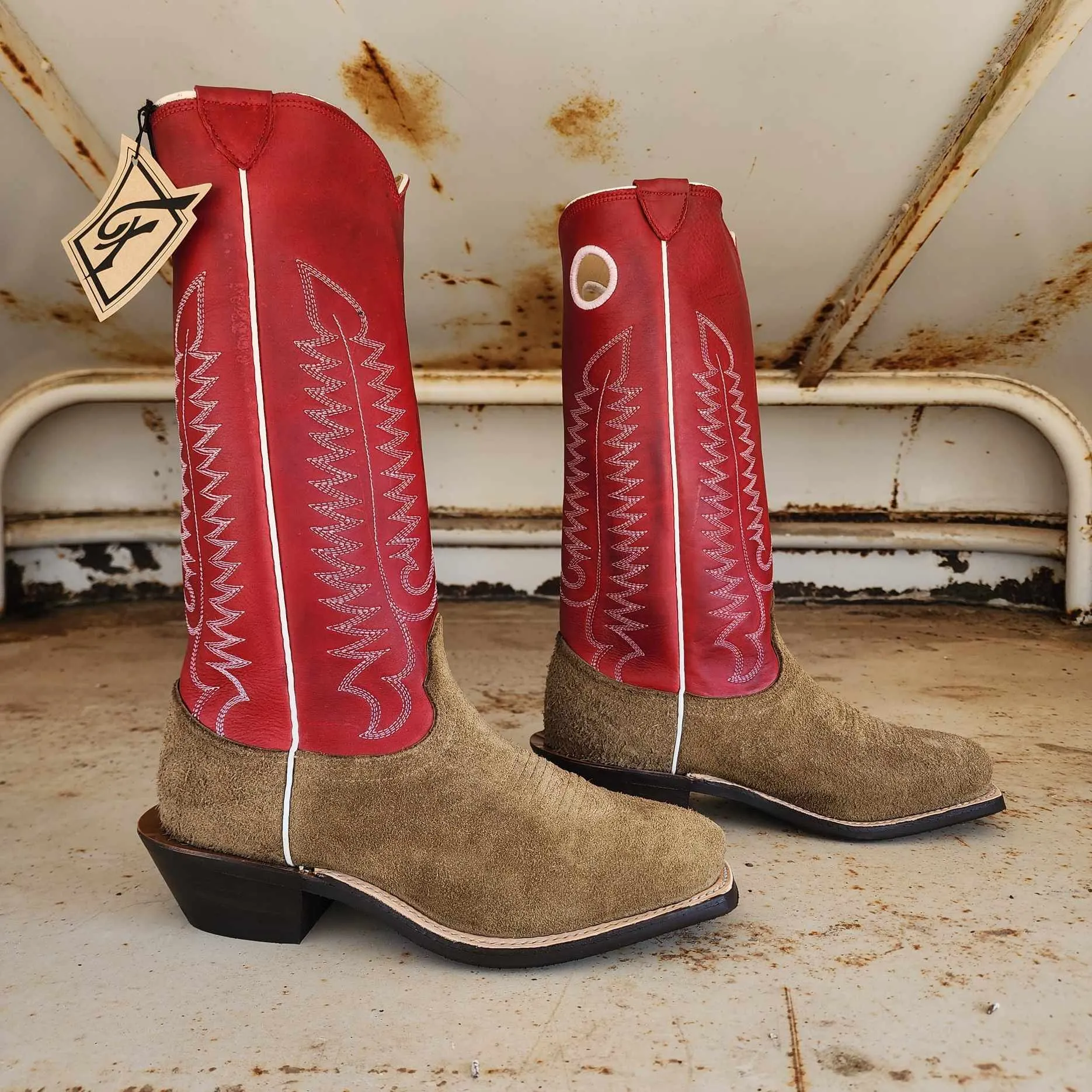 Fenoglio Picosa Creek Exclusive Olive Roughout w/ Red - The Nolan Boot - FB00101479