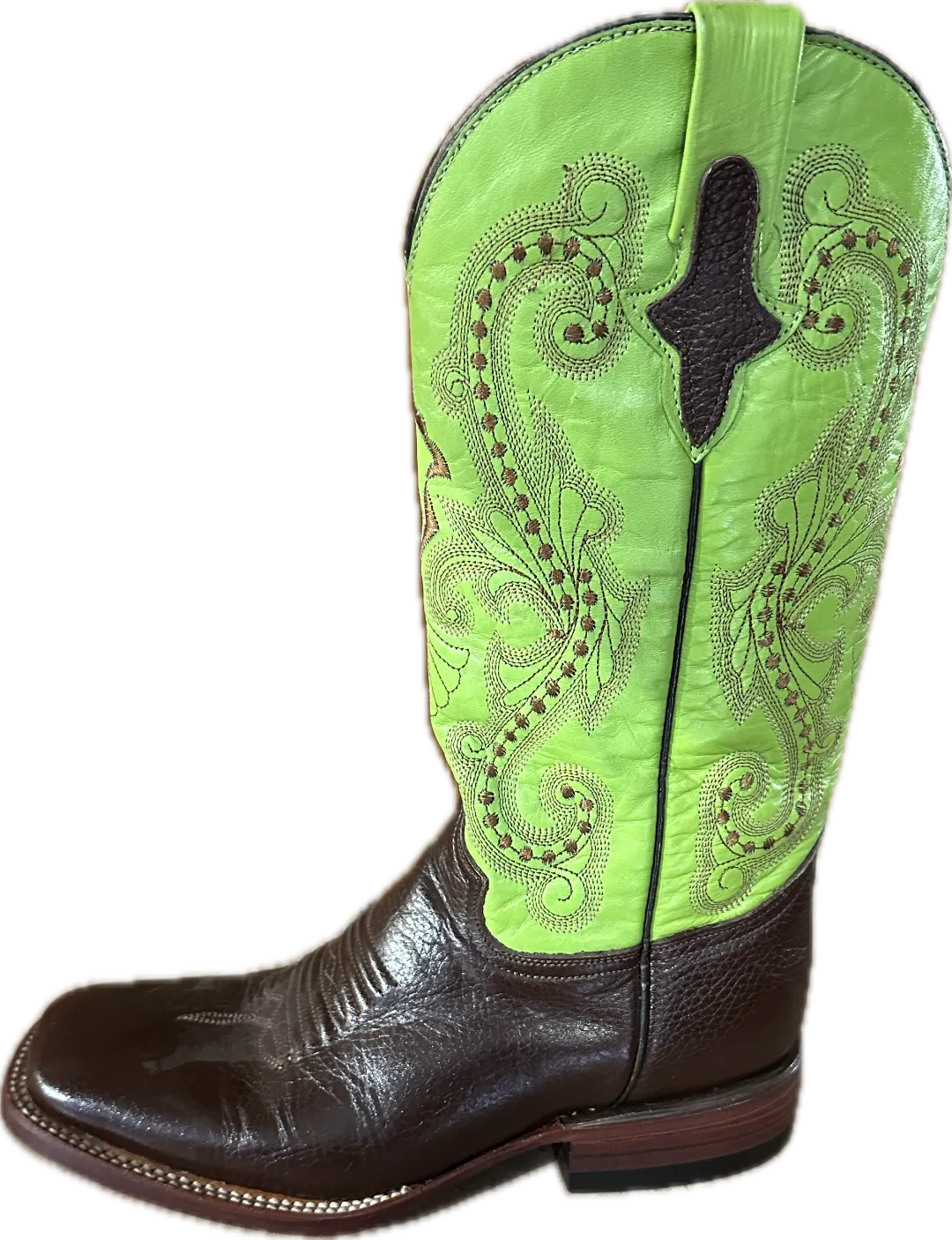 Ferrini Women's Square Toe Brown & Green Boots