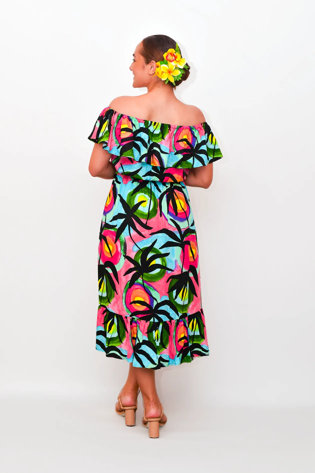 Fiji Sunsets - Off Shoulder Midi Dress