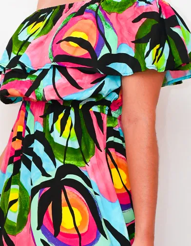 Fiji Sunsets - Off Shoulder Midi Dress