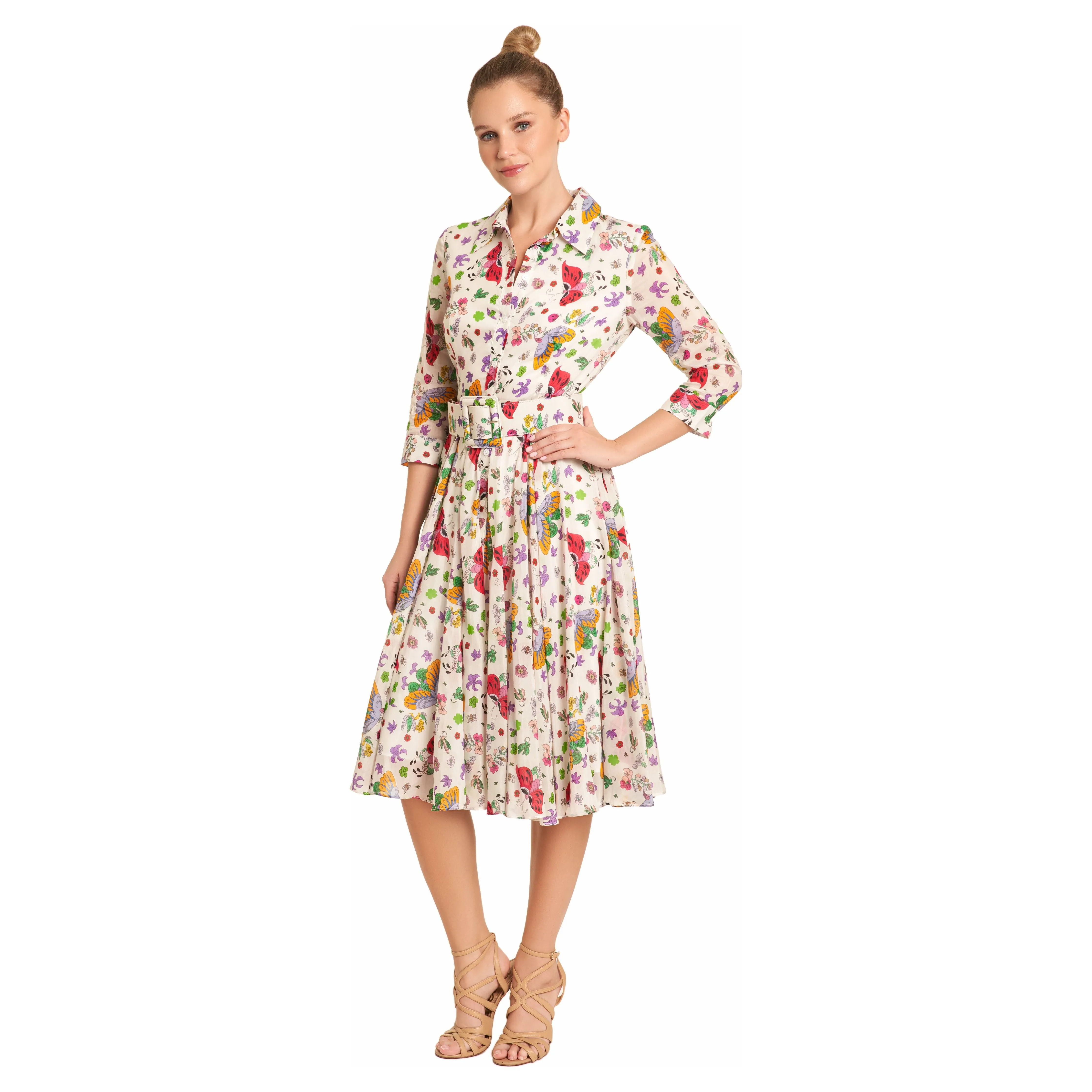 Floral and Butterfly Mix Print Dress