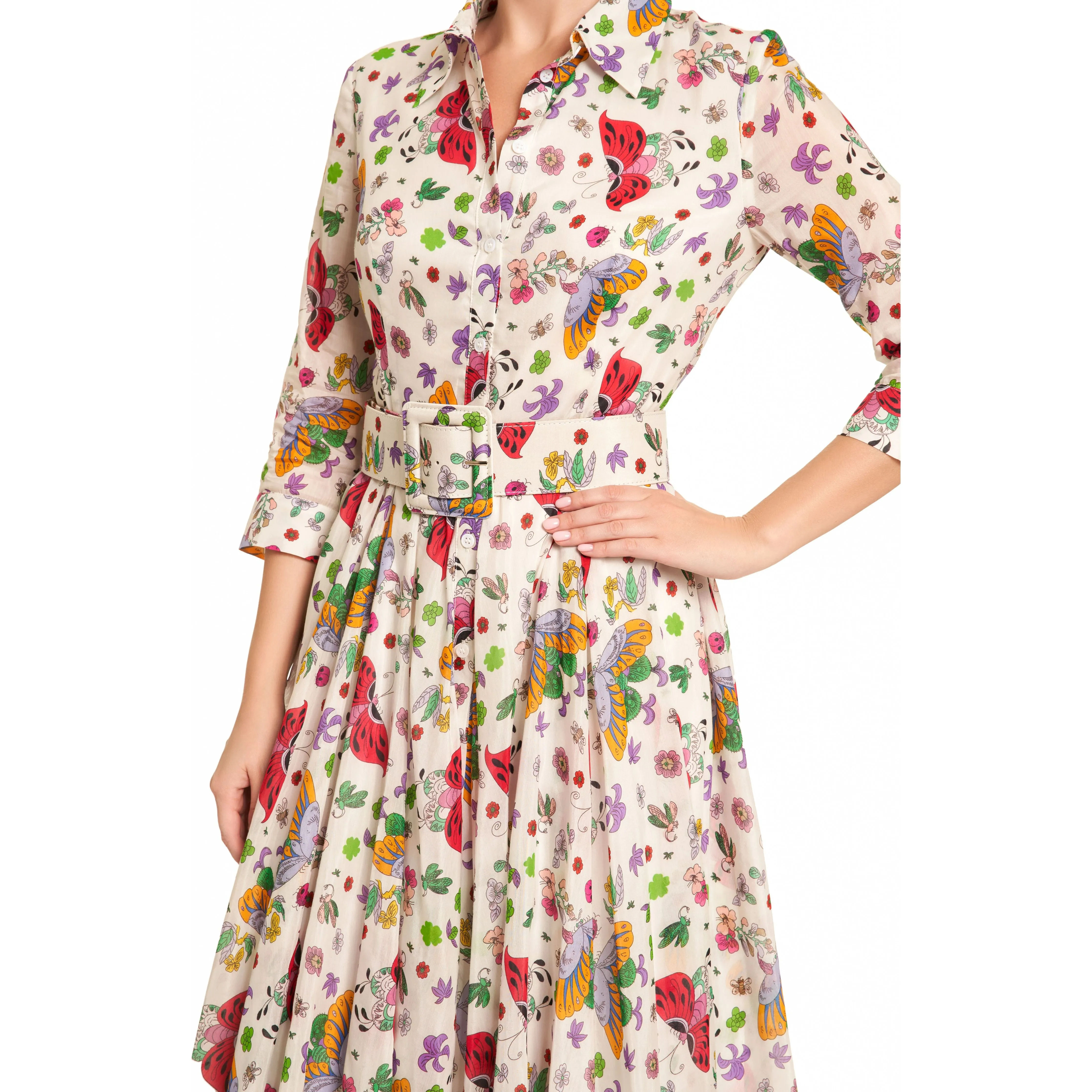 Floral and Butterfly Mix Print Dress