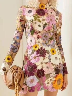 Floral Aura™ | Women's 3D Floral Dress | Sustainable Fabric, All-Season Wear, Stylish Design