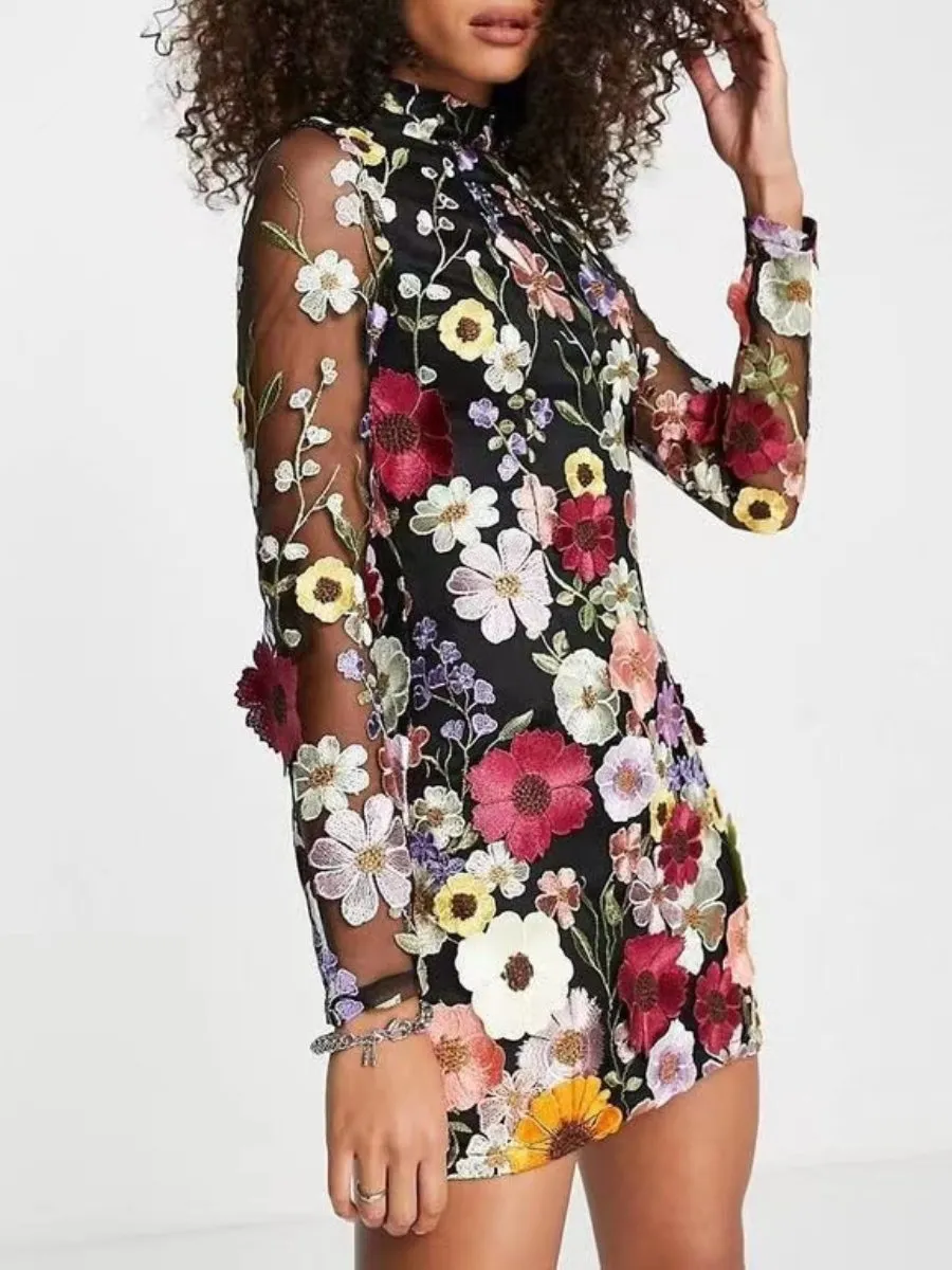 Floral Aura™ | Women's 3D Floral Dress | Sustainable Fabric, All-Season Wear, Stylish Design