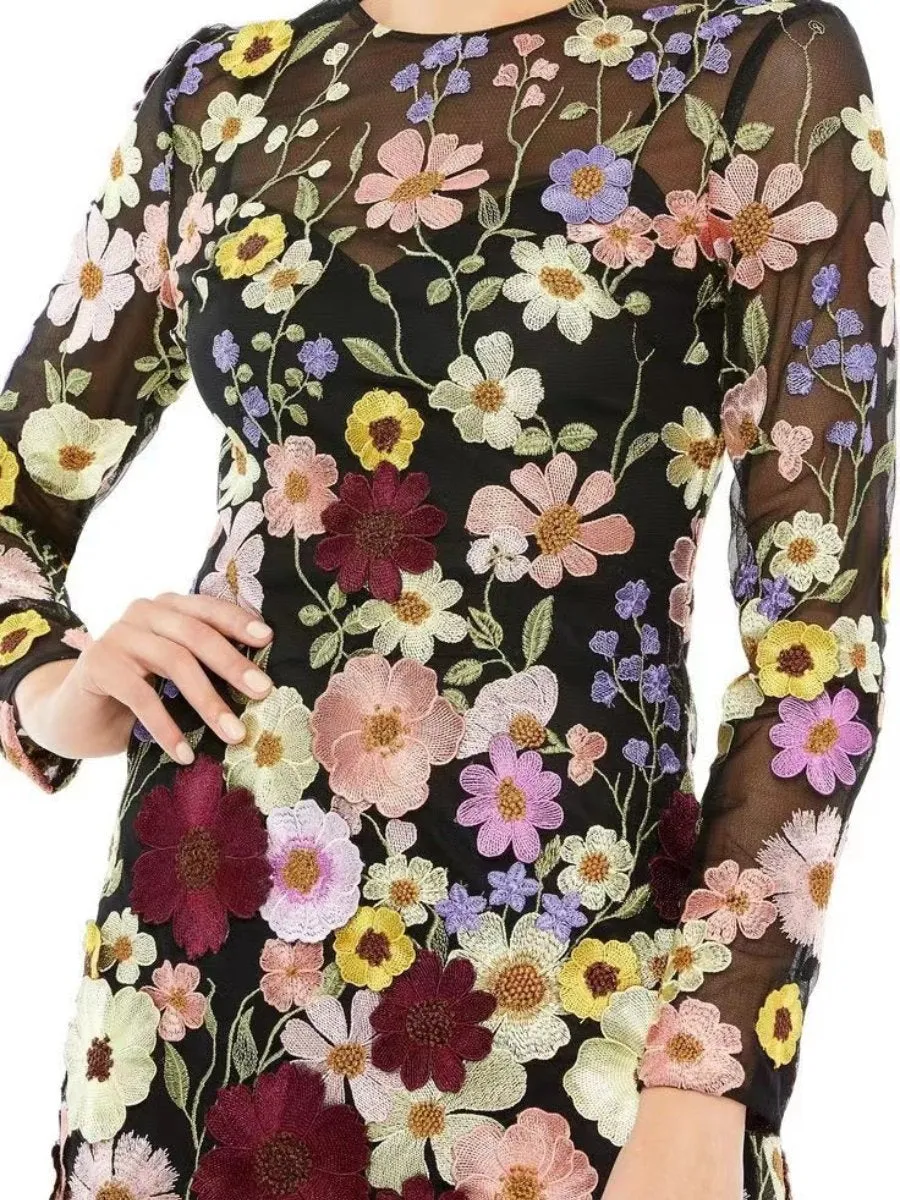 Floral Aura™ | Women's 3D Floral Dress | Sustainable Fabric, All-Season Wear, Stylish Design