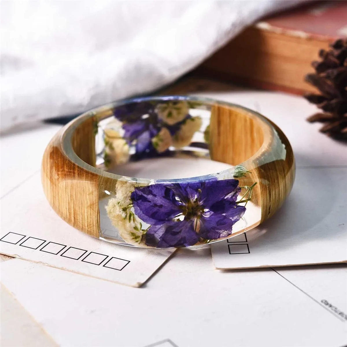 Floral Wood Bangle