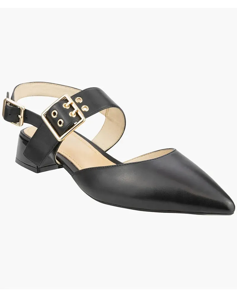Florsheim Amy Leather Slingback Heels with Gold Hardware