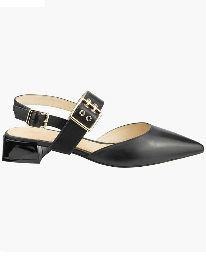 Florsheim Amy Leather Slingback Heels with Gold Hardware