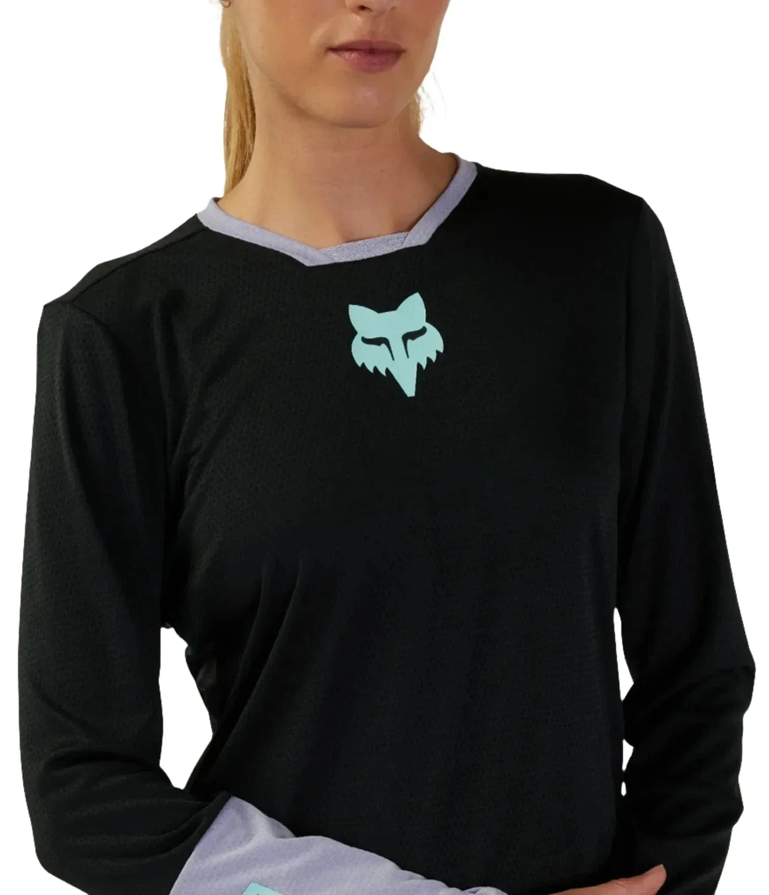 Fox WOMENS DEFEND RACE LS JERSEY - Black