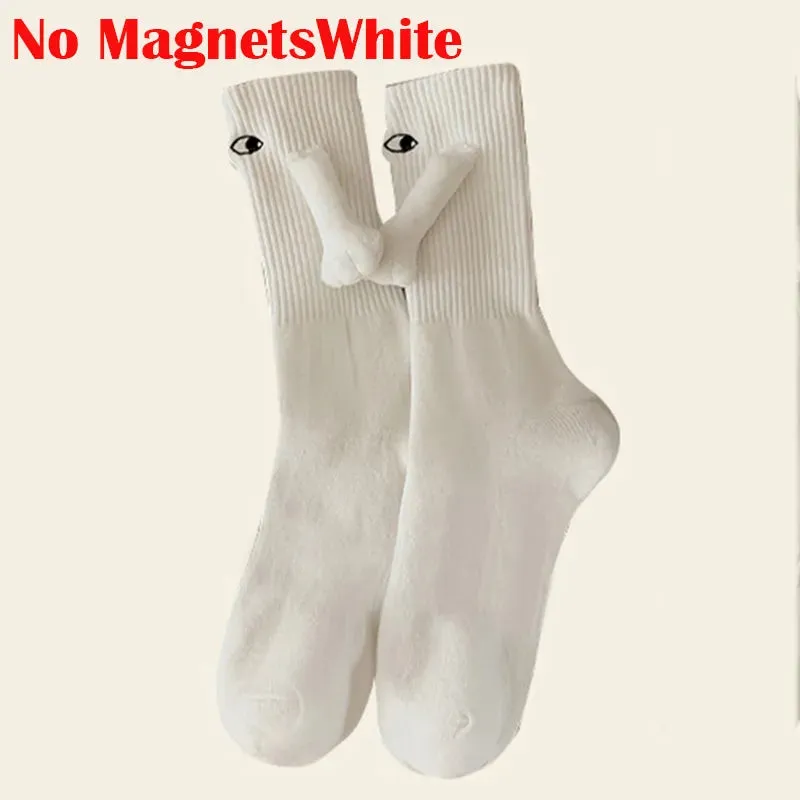 Funny Magnetic Couple Socks Big Eyes Magnet Socks for Lovers Friends Sisters Novelty Hand in Hand Socks