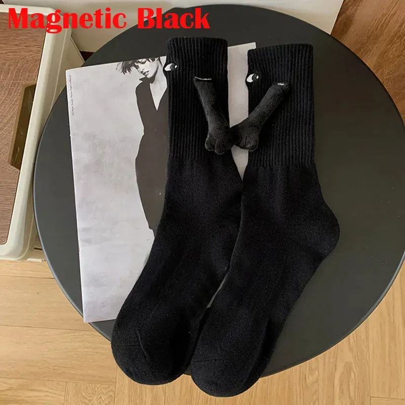 Funny Magnetic Couple Socks Big Eyes Magnet Socks for Lovers Friends Sisters Novelty Hand in Hand Socks