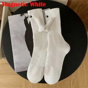 Funny Magnetic Couple Socks Big Eyes Magnet Socks for Lovers Friends Sisters Novelty Hand in Hand Socks