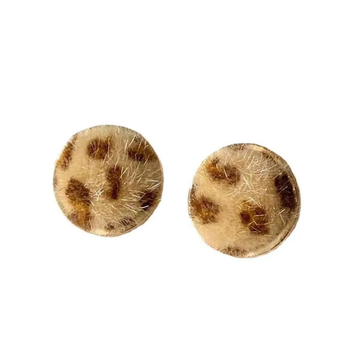 Gabardine & Silver-Plated Leopard Print Stud Earring