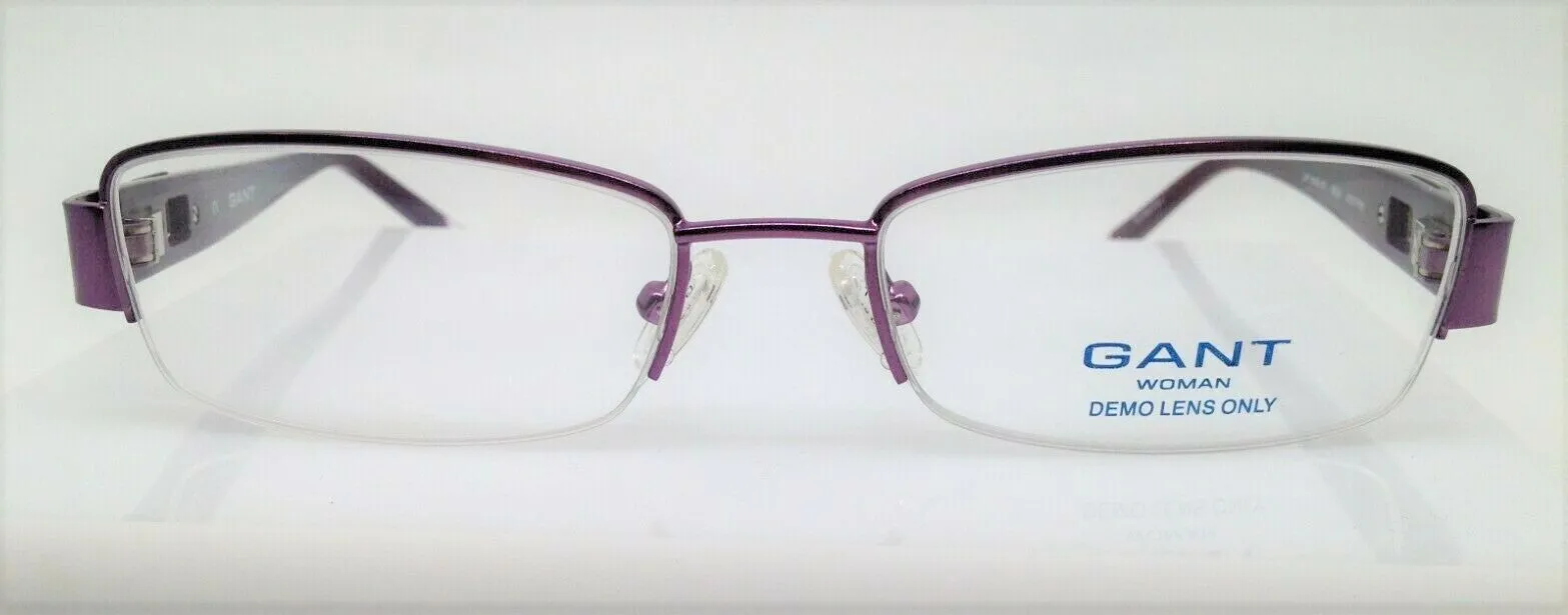 GANT Women's Semi-Rimless Swan St Eyeglass Frames 51-17-135 -Satin Purple NEW