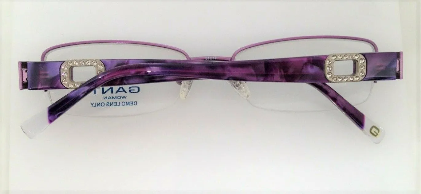 GANT Women's Semi-Rimless Swan St Eyeglass Frames 51-17-135 -Satin Purple NEW