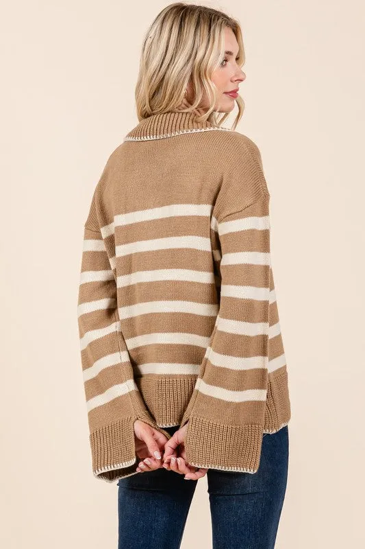 GeeGee Stripe Pattern Knit Sweater