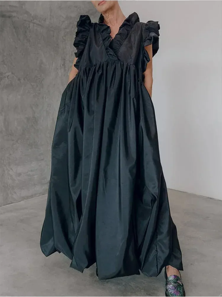 Gema® | Elegant Maxi Dress With Ruffle Sleeves