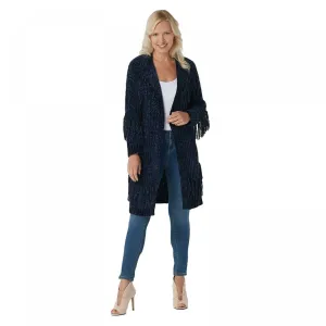 G.I.L.I. Women's Open Front Chenille Cardigan Sweater with Fringe