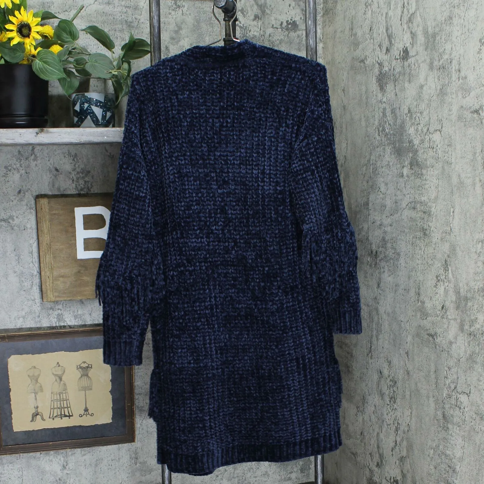 G.I.L.I. Women's Open Front Chenille Cardigan Sweater with Fringe