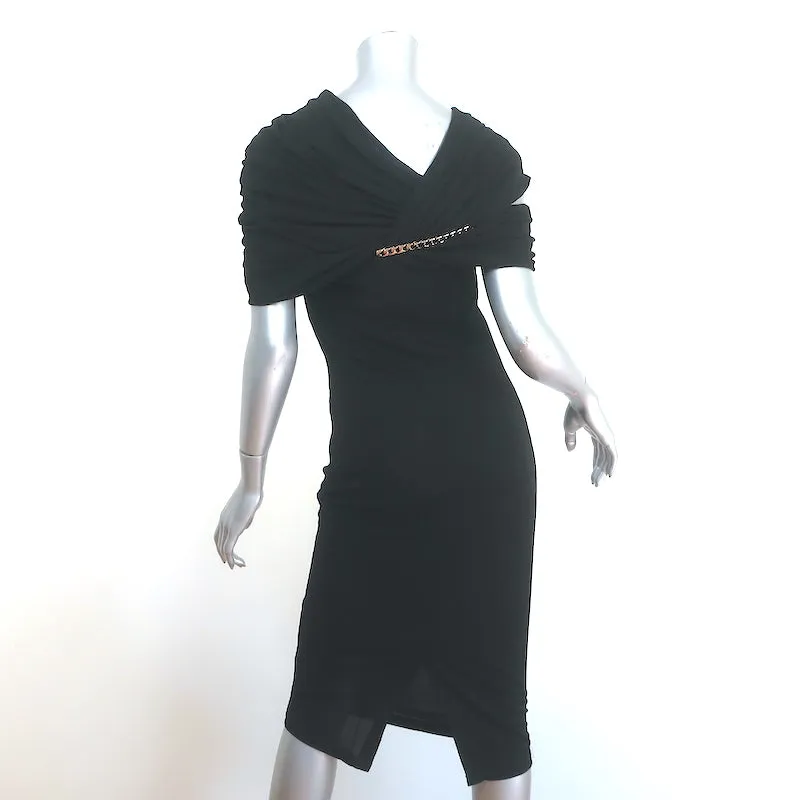 Givenchy Chain-Embellished Dress Black Draped Jersey Size 42