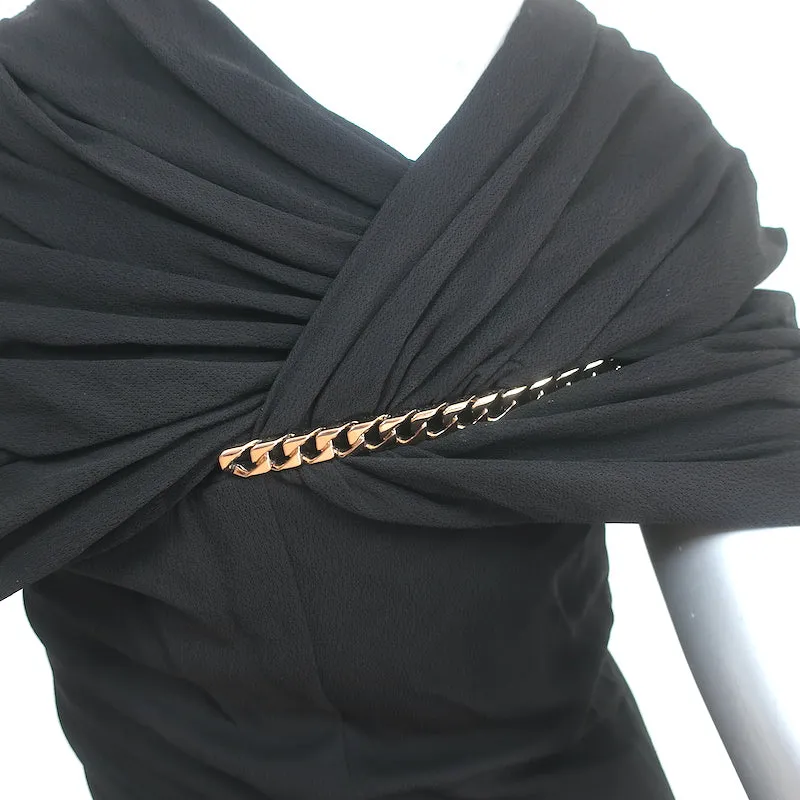 Givenchy Chain-Embellished Dress Black Draped Jersey Size 42