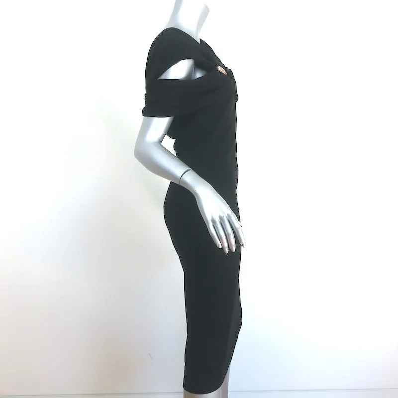 Givenchy Chain-Embellished Dress Black Draped Jersey Size 42
