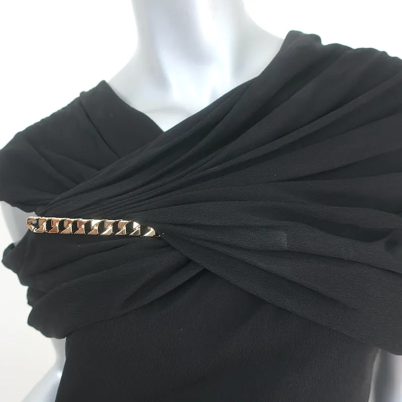 Givenchy Chain-Embellished Dress Black Draped Jersey Size 42