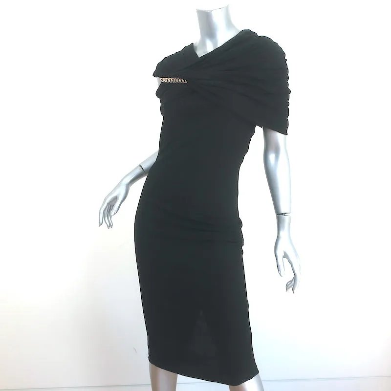 Givenchy Chain-Embellished Dress Black Draped Jersey Size 42