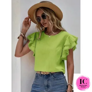 Glad To See You Lime Ruffled Blouse