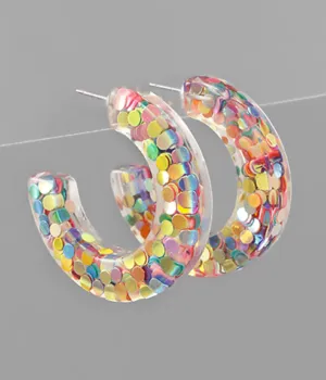 Glitter Acrylic Hoops Earrings