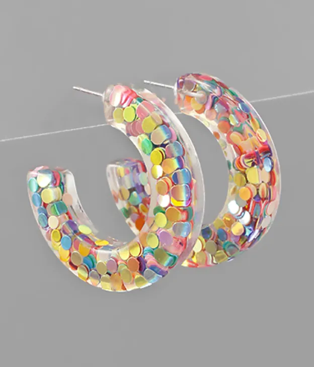 Glitter Acrylic Hoops Earrings