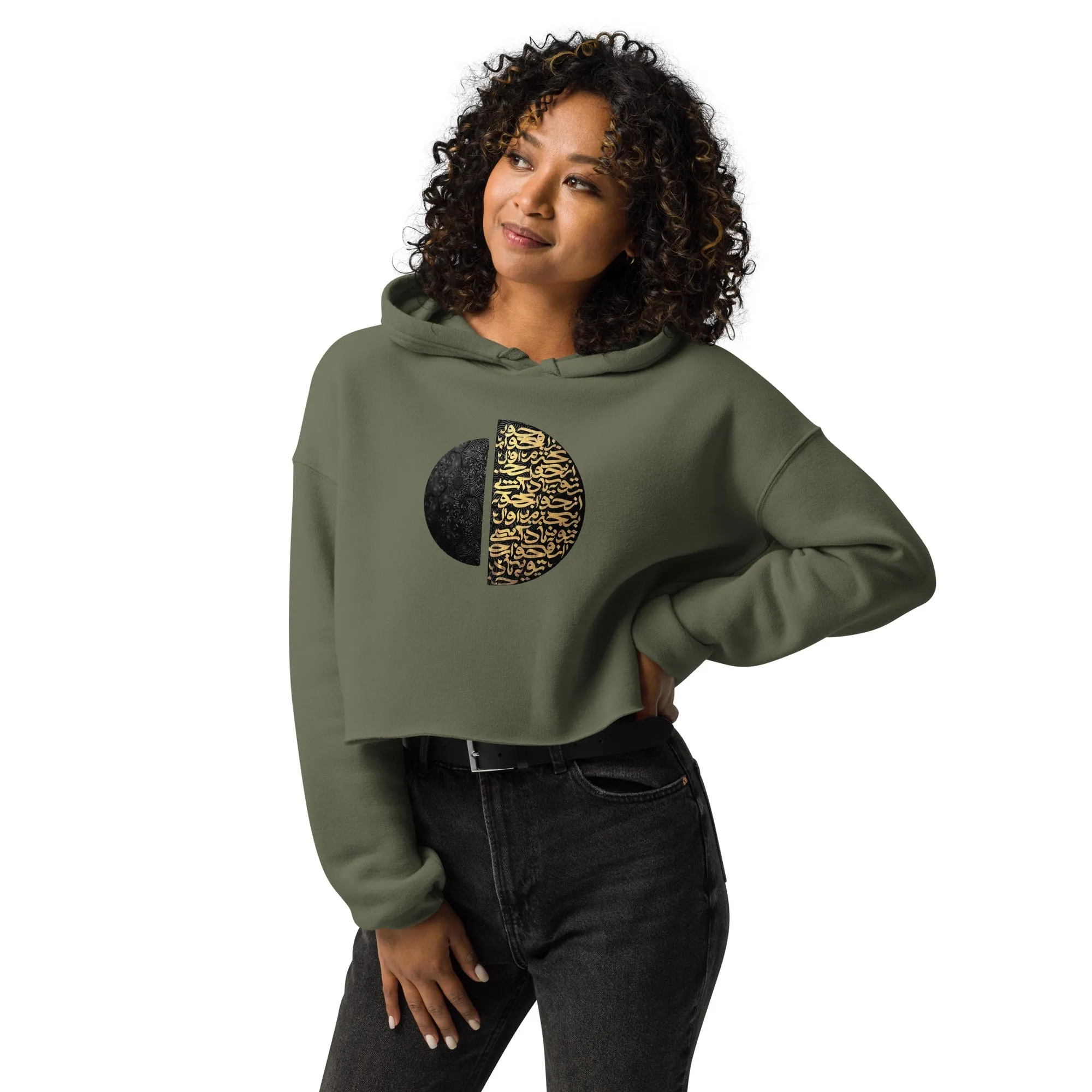 GOLDEN CALLIGRAPHY Women's Crop Hoodie