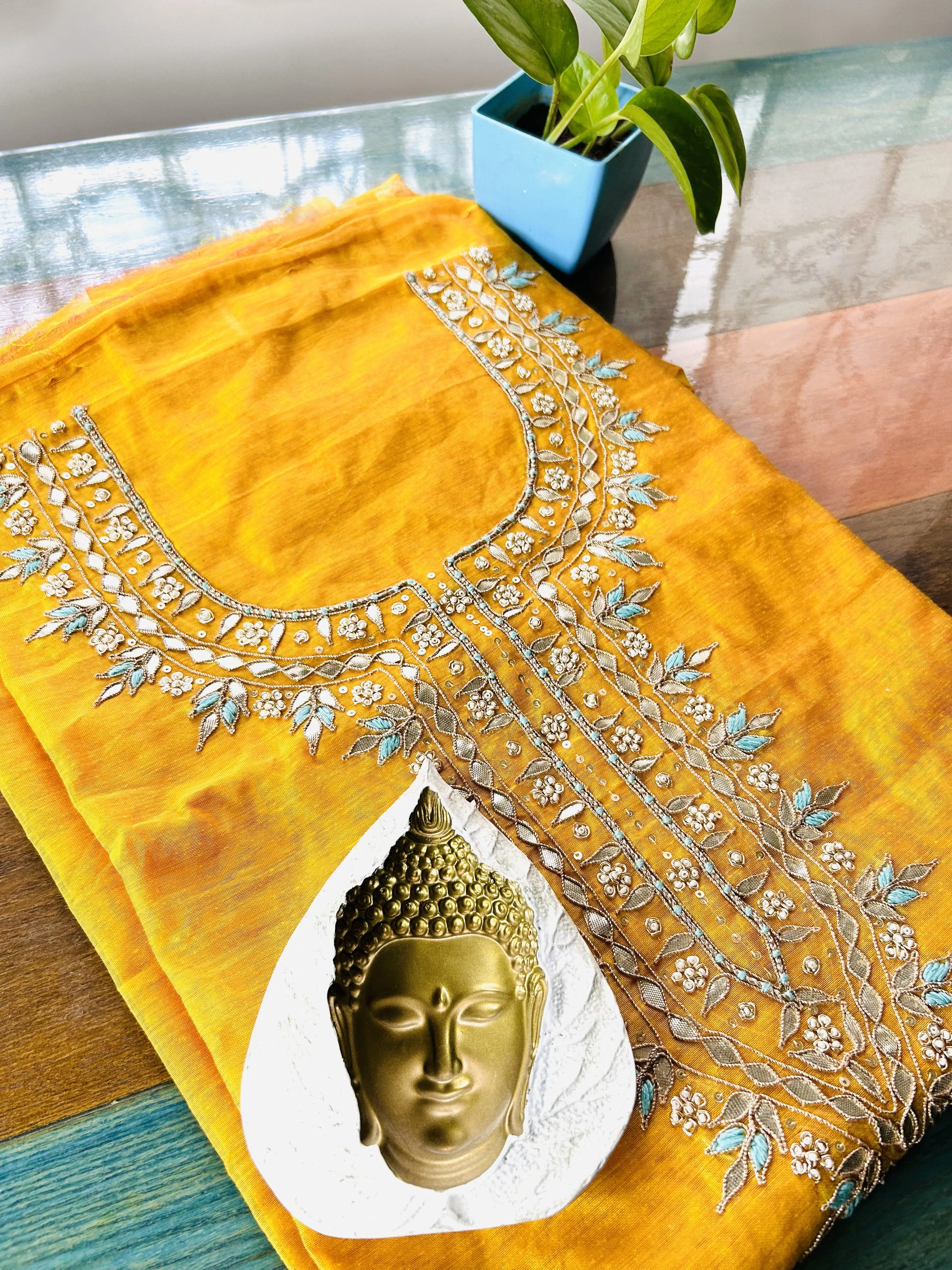 Golden Chanderi Gota Patti Kurti