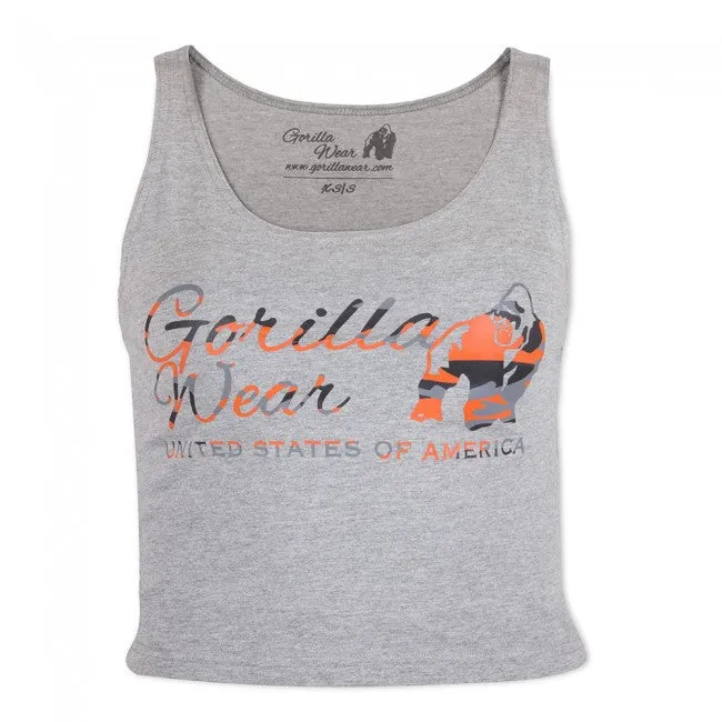 Gorilla Wear - Oakland Crop Tank - Gray/Neon Orange Camo