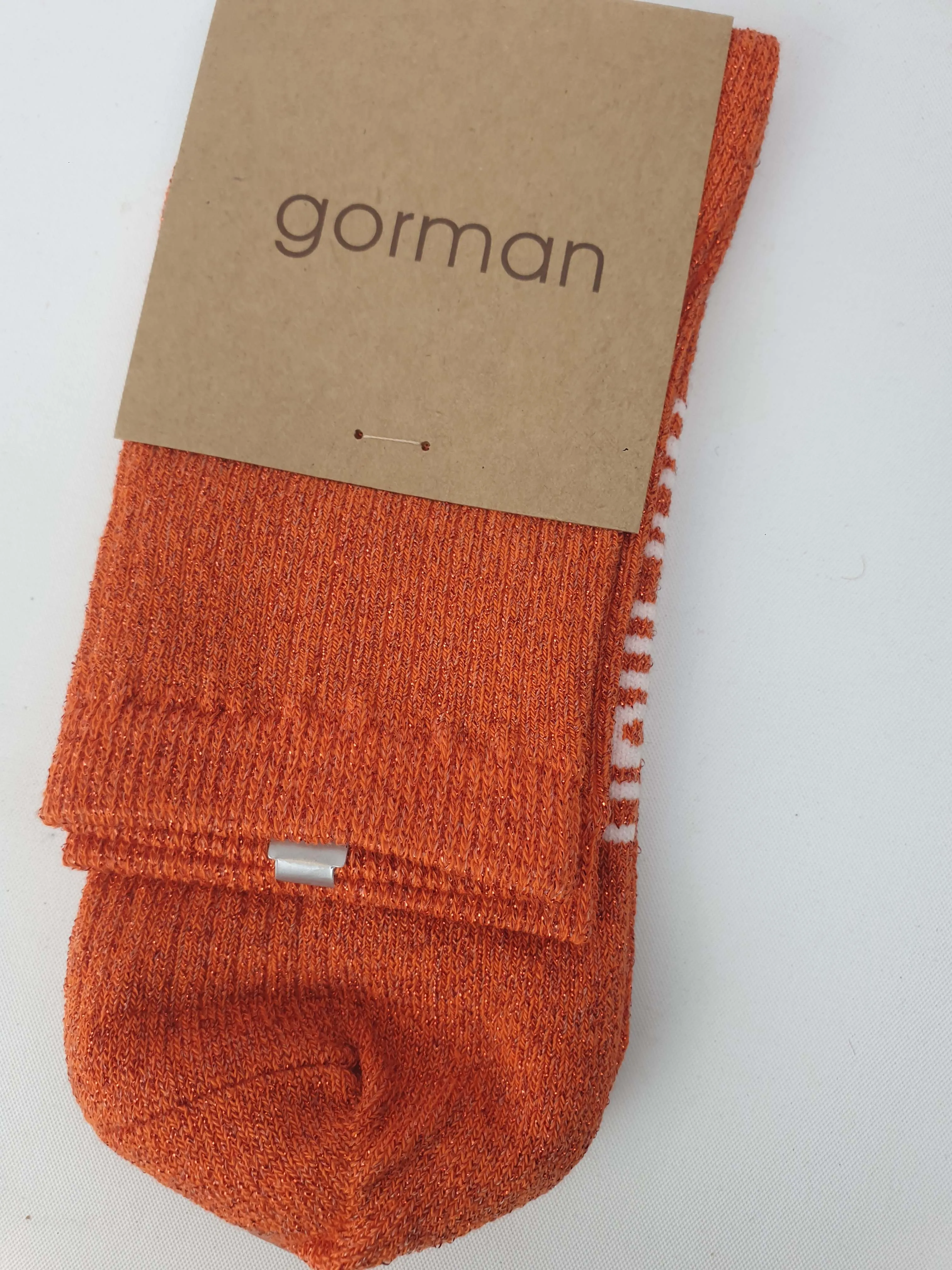 Gorman orange "sparkle rib sock"