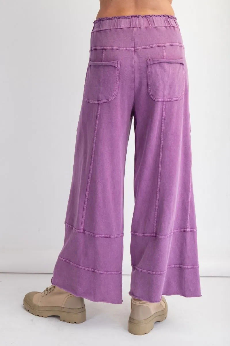 Grape Mineral Washed Terry Knit Pants