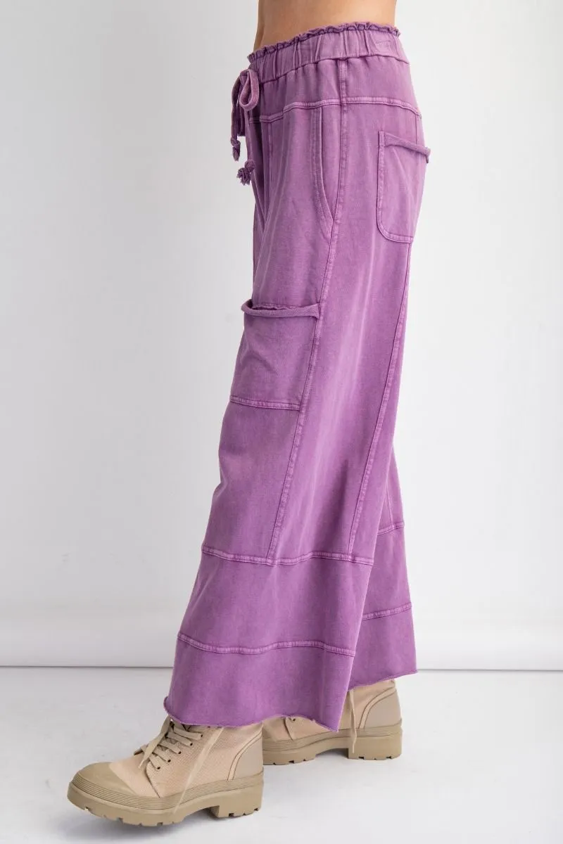 Grape Mineral Washed Terry Knit Pants