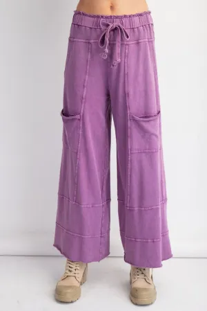 Grape Mineral Washed Terry Knit Pants