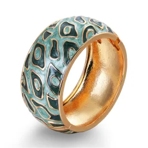 Gray Enamel & 18K Gold-Plated Bangle