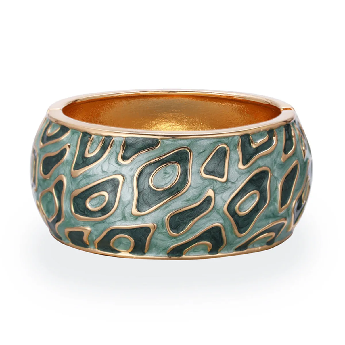 Gray Enamel & 18K Gold-Plated Bangle