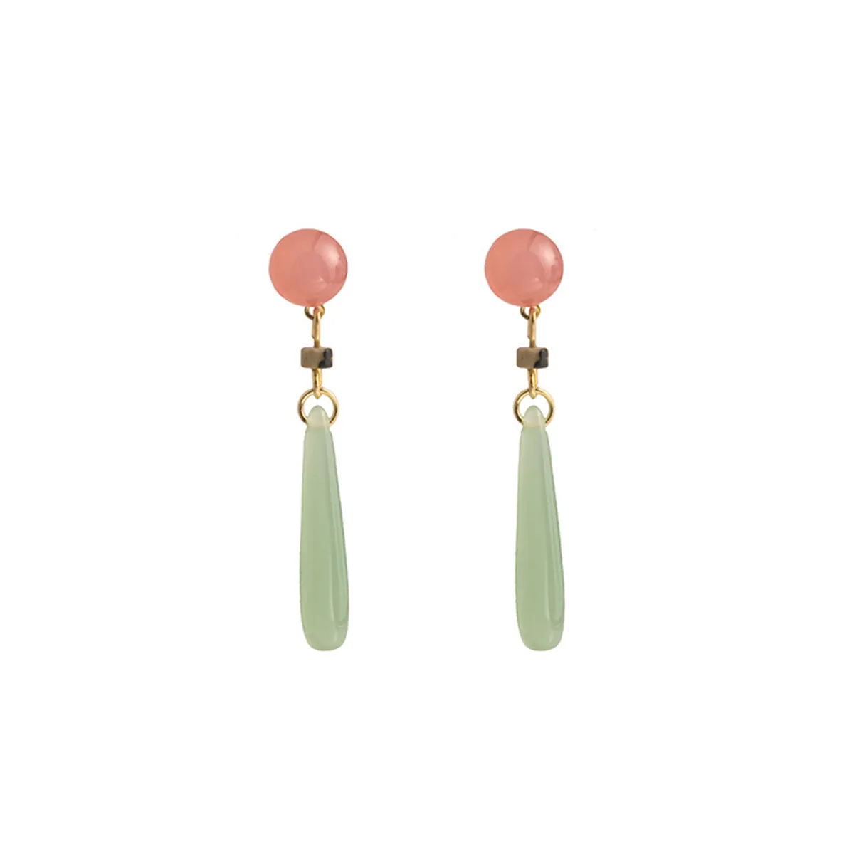 Green & Pink Quartz Drop Earrings