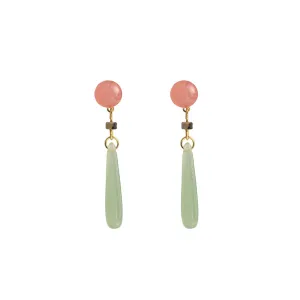 Green & Pink Quartz Drop Earrings