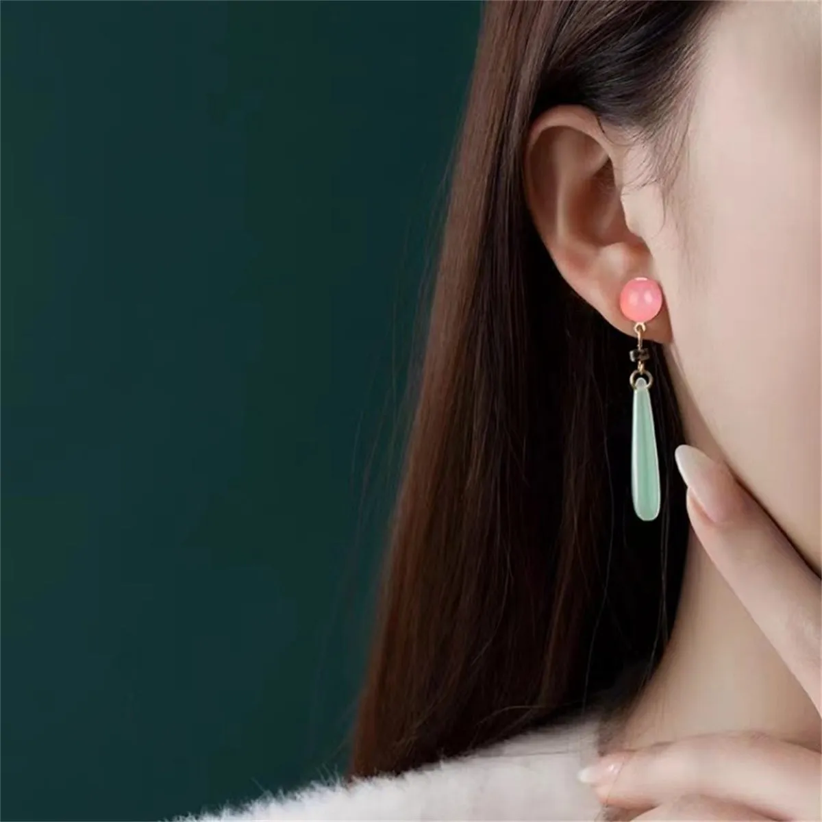 Green & Pink Quartz Drop Earrings